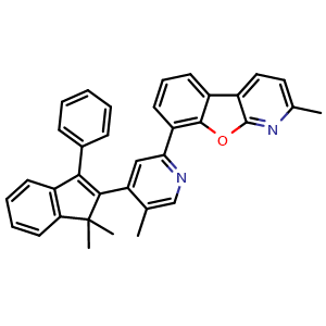 Chemical structure of 8-[4-(1,1-Dimethyl-3-phenyl-1H-inden-2-yl)-5-methylpyridin-2-yl]-2-methylbenzofuro[2,3-b]pyridine , AChemBlock AD279386