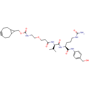Chemical structure of BCN-PEG1-Val-Cit-PABC-OH , AChemBlock AD279393