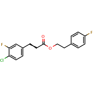 Chemical structure of 4-Fluorophenethyl 3-(4-chloro-3-fluorophenyl)acrylate , AChemBlock AD279400