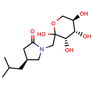 Chemical structure of 1-Deoxy-1-[(4S)-4-(2-methylpropyl)-2-oxo-1-pyrrolidinyl]-D-tagatopyranose , AChemBlock AD279402