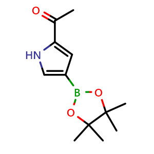 Chemical structure of 1-(4-(4,4,5,5-Tetramethyl-1,3,2-dioxaborolan-2-yl)-1H-pyrrol-2-yl)ethan-1-one , AChemBlock AD279407