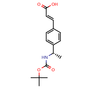 Chemical structure of (S,E)-3-(4-(1-((tert-Butoxycarbonyl)amino)ethyl)phenyl)acrylic acid , AChemBlock AD279410