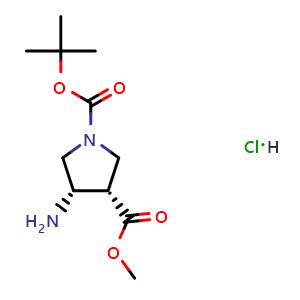 Chemical structure of (3S,4S)-1-tert-Butyl 3-methyl 4-aminopyrrolidine-1,3-dicarboxylate hydrochloride , AChemBlock AD279425