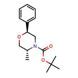Chemical structure of (2S,5R)-tert-Butyl 5-methyl-2-phenylmorpholine-4-carboxylate , AChemBlock AD279426