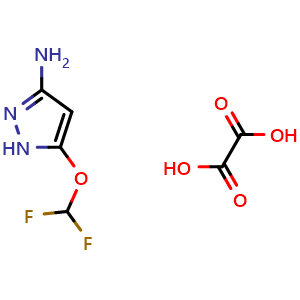 Chemical structure of 5-(Difluoromethoxy)-1H-pyrazol-3-amine oxalic acid , AChemBlock AD279429
