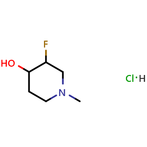 Chemical structure of 3-Fluoro-1-methyl-piperidin-4-ol hydrochloride , AChemBlock AD279430