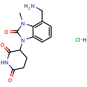 Chemical structure of 3-[4-(Aminomethyl)-3-methyl-2-oxo-benzimidazol-1-yl]piperidine-2,6-dione;hydrochloride , AChemBlock AD279431