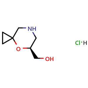 Chemical structure of [(5S)-4-Oxa-7-azaspiro[2.5]octan-5-yl]methanol hydrochloride , AChemBlock AD279438