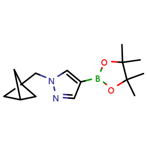 Chemical structure of 1-{Bicyclo[1.1.1]pentan-1-ylmethyl}-4-(tetramethyl-1,3,2-dioxaborolan-2-yl)-1H-pyrazole , AChemBlock AD279439
