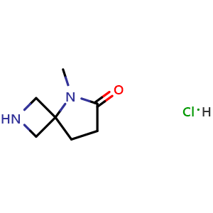Chemical structure of 5-Methyl-2,5-diazaspiro[3.4]octan-6-one hydrochloride , AChemBlock AD279442