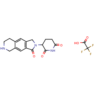 Chemical structure of 3-(3-oxo-5,6,7,8-Tetrahydro-1H-pyrrolo[3,4-g]isoquinolin-2-yl)piperidine-2,6-dione 2,2,2-trifluoroacetic acid , AChemBlock AD279445
