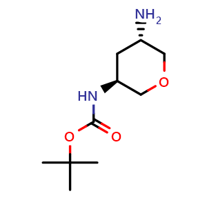 Chemical structure of rel-tert-Butyl N-[(3S,5S)-5-aminotetrahydropyran-3-yl]carbamate , AChemBlock AD279450