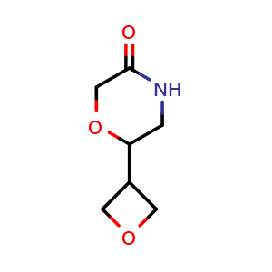 Chemical structure of 6-(Oxetan-3-yl)morpholin-3-one , AChemBlock AD279455