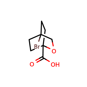 Chemical structure of 4-Bromo-2-oxabicyclo[2.2.2]octane-1-carboxylic acid , AChemBlock AD279458