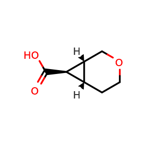 Chemical structure of rel-3-Oxabicyclo[4.1.0]heptane-7-carboxylic acid , AChemBlock AD279460