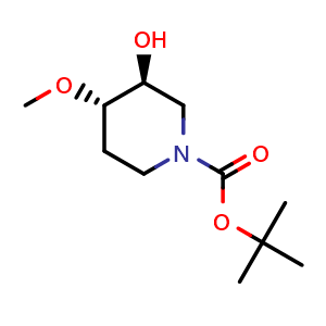 Chemical structure of tert-Butyl (3S,4S)-3-hydroxy-4-methoxy-piperidine-1-carboxylate , AChemBlock AD279464