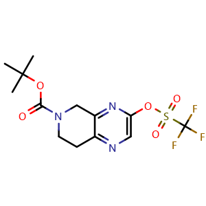 Chemical structure of tert-Butyl 3-(trifluoromethylsulfonyloxy)-7,8-dihydro-5H-pyrido[3,4-b]pyrazine-6-carboxylate , AChemBlock AD279467