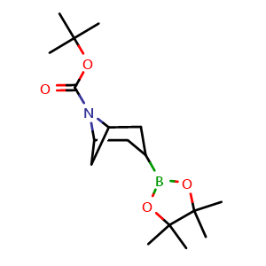 Chemical structure of tert-Butyl 3-(4,4,5,5-tetramethyl-1,3,2-dioxaborolan-2-yl)-6-azabicyclo[3.1.1]heptane-6-carboxylate , AChemBlock AD279468