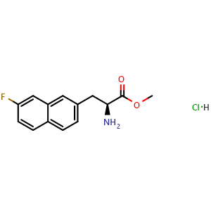 Chemical structure of Methyl (2S)-2-amino-3-(7-fluoro-2-naphthyl)propanoate hydrochloride , AChemBlock AD279469
