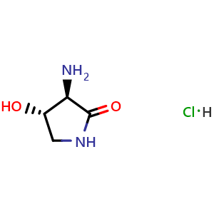 Chemical structure of (3R,4S)-3-Amino-4-hydroxy-pyrrolidin-2-one hydrochloride , AChemBlock AD279471