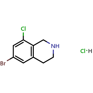 Chemical structure of 6-Bromo-8-chloro-1,2,3,4-tetrahydroisoquinoline hydrochloride , AChemBlock AD279474