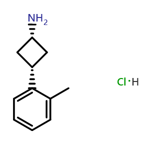 Chemical structure of cis-3-(2-Methylphenyl)cyclobutanamine hydrochloride , AChemBlock AD279482
