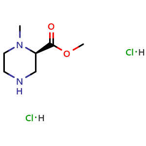 Chemical structure of Methyl (2R)-1-methylpiperazine-2-carboxylate dihydrochloride , AChemBlock AD279486