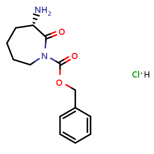 Chemical structure of Benzyl (3S)-3-amino-2-oxo-azepane-1-carboxylate hydrochloride , AChemBlock AD279487