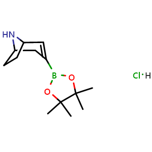 Chemical structure of 3-(4,4,5,5-Tetramethyl-1,3,2-dioxaborolan-2-yl)-8-azabicyclo[3.2.1]oct-2-ene hydrochloride , AChemBlock AD279491