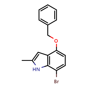 Chemical structure of 4-Benzyloxy-7-bromo-2-methyl-1H-indole , AChemBlock AD279492