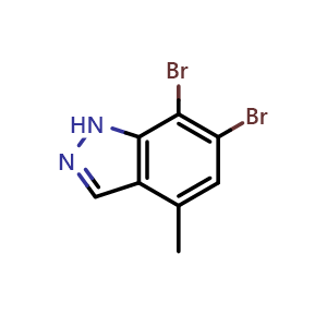 Chemical structure of 6,7-Dibromo-4-methyl-1H-indazole , AChemBlock AD279493