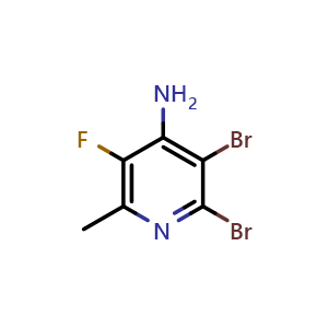 Chemical structure of 2,3-Dibromo-5-fluoro-6-methyl-pyridin-4-amine , AChemBlock AD279495
