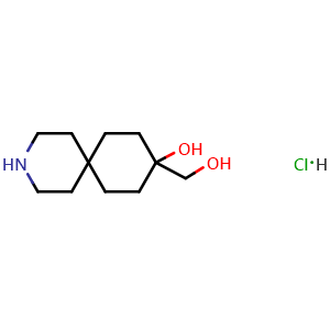 Chemical structure of 9-(Hydroxymethyl)-3-azaspiro[5.5]undecan-9-ol hydrochloride , AChemBlock AD279503