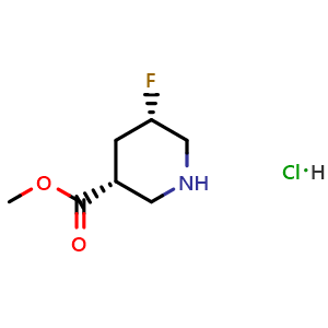 Chemical structure of Methyl cis-5-fluoropiperidine-3-carboxylate hydrochloride , AChemBlock AD279506