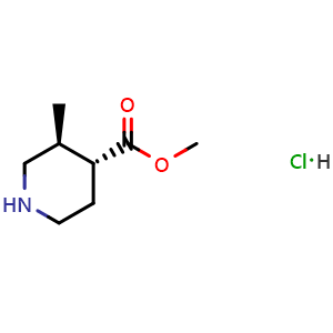 Chemical structure of Methyl (3S,4R)-3-methylpiperidine-4-carboxylate hydrochloride , CAS 133567-12-1, AChemBlock AD279507