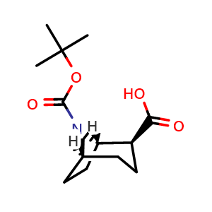 Chemical structure of (1S,2S,5S)-8-tert-Butoxycarbonyl-8-azabicyclo[3.2.1]octane-2-carboxylic acid , AChemBlock AD279510