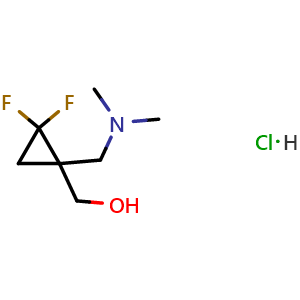 Chemical structure of [1-[(Dimethylamino)methyl]-2,2-difluoro-cyclopropyl]methanol hydrochloride , AChemBlock AD279511