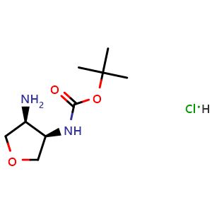 Chemical structure of tert-Butyl N-[(3R,4S)-4-aminotetrahydrofuran-3-yl]carbamate hydrochloride , AChemBlock AD279512