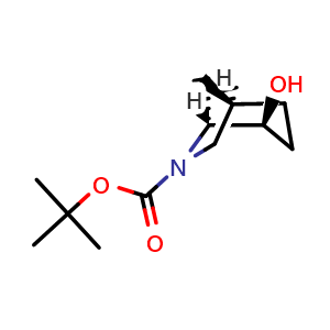 Chemical structure of tert-Butyl trans-4-hydroxy-6-azabicyclo[3.2.1]octane-6-carboxylate , AChemBlock AD279515