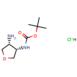Chemical structure of tert-Butyl N-[(3S,4R)-4-aminotetrahydrofuran-3-yl]carbamate hydrochloride , AChemBlock AD279517