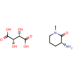 Chemical structure of (3R)-3-Amino-1-methyl-piperidin-2-one (2S,3S)-2,3-dihydroxybutanedioic acid , AChemBlock AD279520