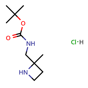 Chemical structure of tert-Butyl N-[(2-methylazetidin-2-yl)methyl]carbamate hydrochloride , AChemBlock AD279524
