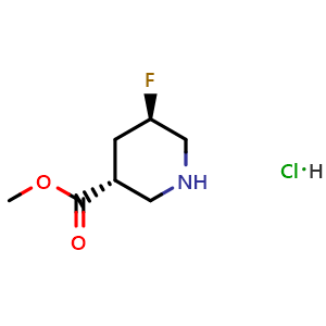 Chemical structure of Methyl trans-5-fluoropiperidine-3-carboxylate hydrochloride , AChemBlock AD279526