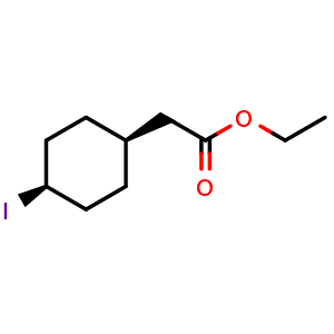 Chemical structure of Ethyl cis-4-iodocyclohexaneacetate , AChemBlock AD279528