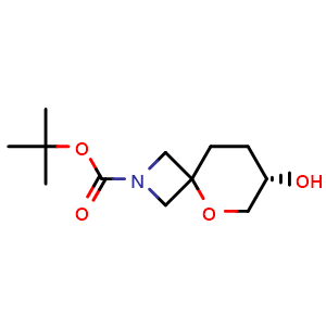 Chemical structure of tert-Butyl (7S)-7-hydroxy-5-oxa-2-azaspiro[3.5]nonane-2-carboxylate , AChemBlock AD279530