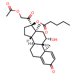 Chemical structure of Prednisolone valerate acetate , CAS 72064-79-0, AChemBlock AD279550