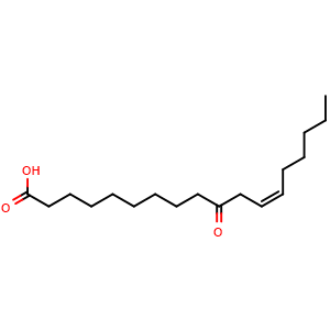 Chemical structure of 10-oxo-12(Z)-Octadecenoic acid , CAS 103521-29-5, AChemBlock AD279596