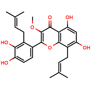 Chemical structure of 8,2'-Diisoprenylquercetin 3-methyl ether , CAS 1214886-51-7, AChemBlock AD279622