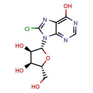 Chemical structure of 8-Chloroinosine , CAS 116285-77-9, AChemBlock AD279743
