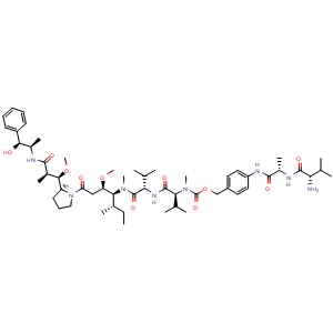 Chemical structure of Val-Ala-PAB-MMAE , CAS 1912408-92-4, AChemBlock AD279750